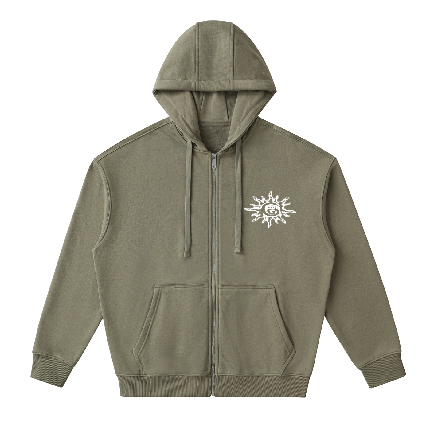 Drop-Shoulder Zip Up Hoodie